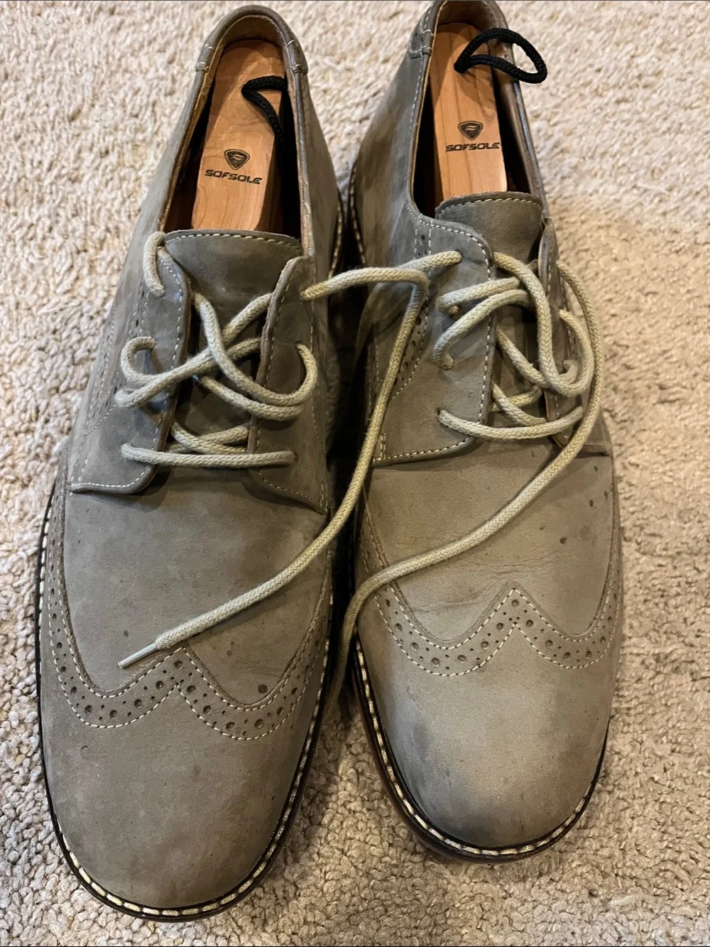 Johnston & Murphy Gray Suede Wingtip Derby Shoes